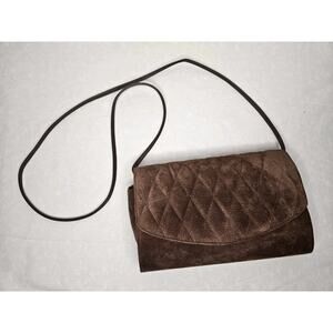 Vintage 90s Brown Suede Purse Crossbody By Architect Classic Structured Handbag